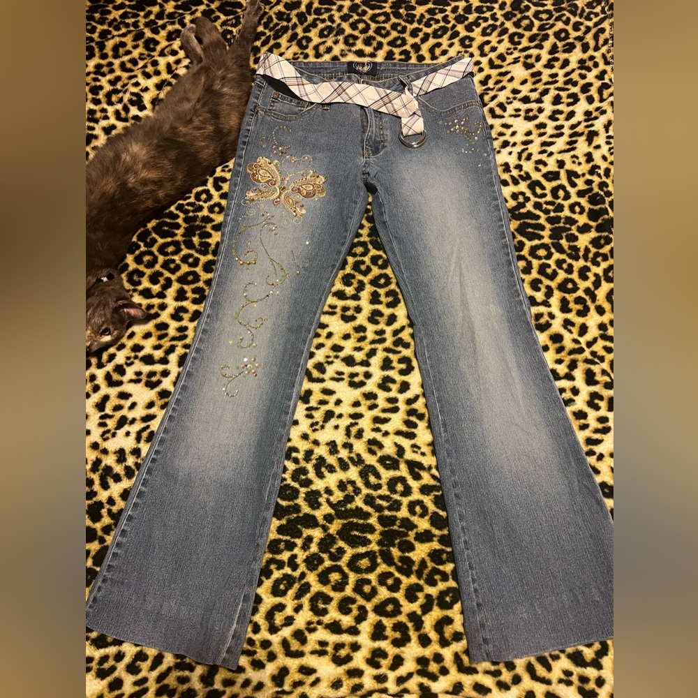 angels y2k rhinestone jeans